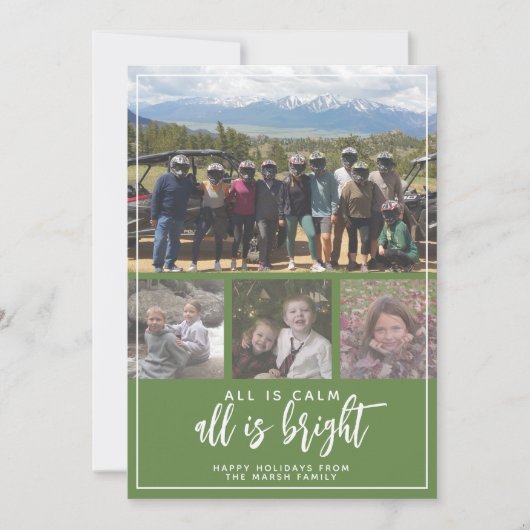 4 Foto - Alles is kalm, helderblauw kerstfeest Feestdagenkaart (Voorkant)