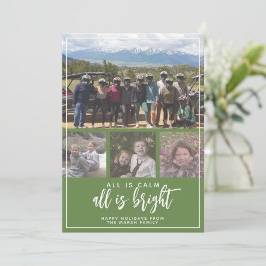 4 Foto - Alles is kalm, helderblauw kerstfeest Feestdagenkaart (Staand voorkant)