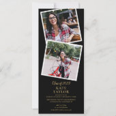 4 Foto: Black and Gold Graduparty Invitation Kaart (Voorkant)