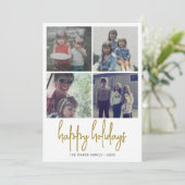4 Foto Black en Gold Stippen - Kerstmis Feestdagenkaart (Staand voorkant)