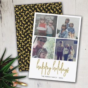 4 Foto Black en Gold Stippen - Kerstmis Feestdagenkaart