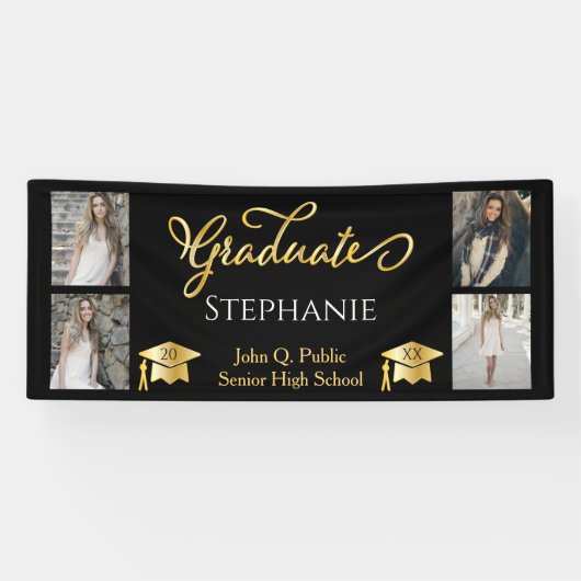 4 Foto: Black Gold Afstuderen Name School Spandoek (Horizontaal)