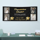 4 Foto Black Gold Congrates Afstuderen Name School Spandoek (Beurs)
