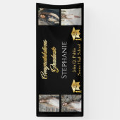4 Foto Black Gold Congrates Afstuderen Name School Spandoek (Verticaal)
