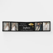 4 Foto Black Gold Congrates Afstuderen Name School Spandoek (Horizontaal)