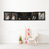 4 Foto Black Gold Congrates Afstuderen Name School Spandoek (Insitu)