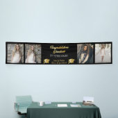4 Foto Black Gold Congrates Afstuderen Name School Spandoek (Beurs)