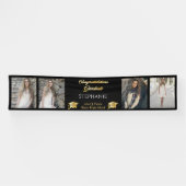 4 Foto Black Gold Congrates Afstuderen Name School Spandoek (Horizontaal)
