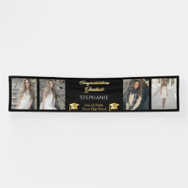 4 Foto Black Gold Congrates Afstuderen Name School Spandoek