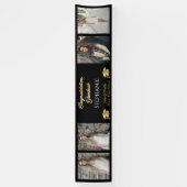 4 Foto Black Gold Congrates Afstuderen Name School Spandoek (Verticaal)