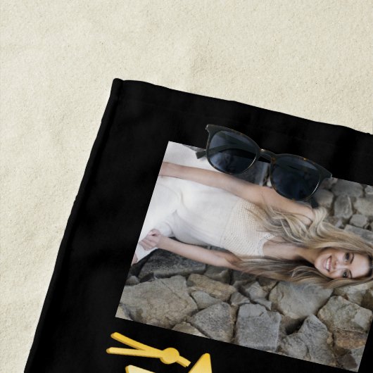 4 Foto Black Gold Congrates Afstuderen Name School Strandlaken (In situ)