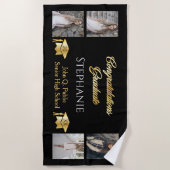 4 Foto Black Gold Congrates Afstuderen Name School Strandlaken (Voorkant)