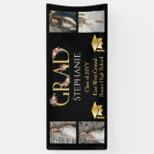 4 Foto Black Gold Floral AFSTUDEERDER Name School Spandoek (Verticaal)