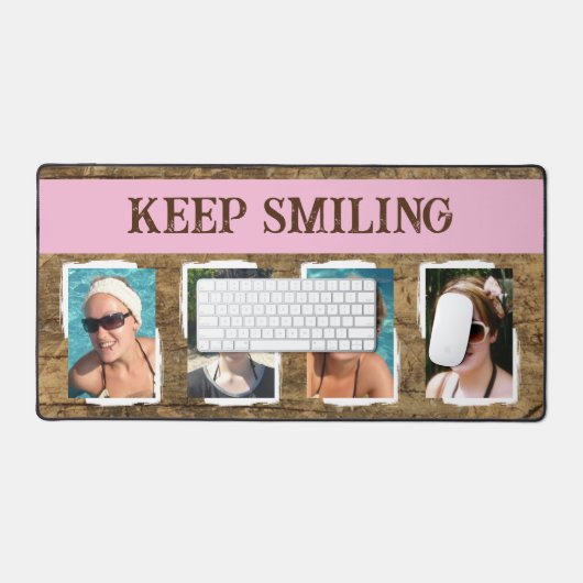 4 foto blijf lachen bruin roze bureaumat (Keyboard & Muis)