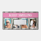 4 foto blijf lachen grijs roze bureaumat (Keyboard & Muis)