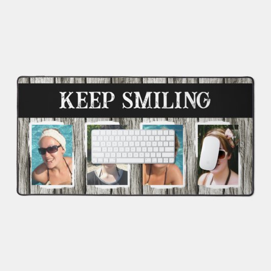 4 foto blijf lachen grijs zwart bureaumat (Keyboard & Muis)