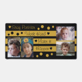 4 foto Blijf positief zwart en gouden bureaumat (Voorkant)