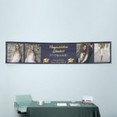 4 Foto Blue Gold Congrates Afstuderen Name School Spandoek (Beurs)