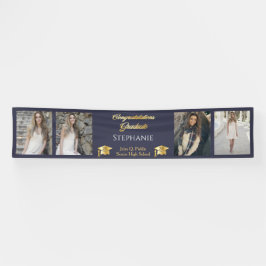 4 Foto Blue Gold Congrates Afstuderen Name School Spandoek