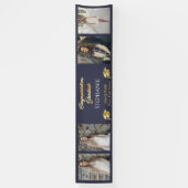 4 Foto Blue Gold Congrates Afstuderen Name School Spandoek (Verticaal)