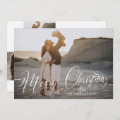 4 foto Boho-boog handgeschreven script vakantiefot Feestdagenkaart (Voorkant / Achterkant)