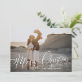 4 foto Boho-boog handgeschreven script vakantiefot Feestdagenkaart (Staand voorkant)