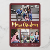 4 Foto Bourgondië Vrolijk Kerstfeest Moderne Colla Folie Feestdagenkaart (Voorkant)