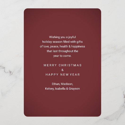 4 Foto Bourgondië Vrolijk Kerstfeest Moderne Colla Folie Feestdagenkaart (Achterkant)