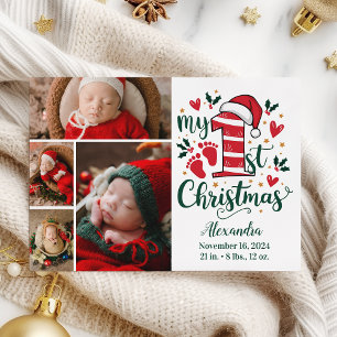 4 Foto Candy Cane Baby 1st Christmas Feestdagenkaart