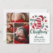 4 Foto Candy Cane Baby 1st Christmas Feestdagenkaart (Voorkant)