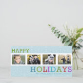 4 Foto Chic Frost Kerstmis Feestdagenkaart (Staand voorkant)