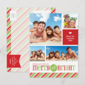 4 FOTO CHRISTMAS POSTCARD: merry & bright 3 Feestdagenkaart (Voorkant / Achterkant)