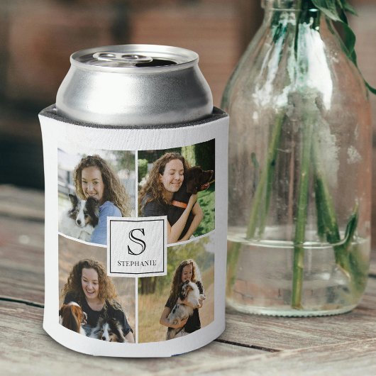 4 Foto Collage Aangepaste Initiaal Verjaardag Blikjeskoeler