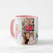 4 Foto Collage aangepaste tekst Abstract Mok (Voorkant links)