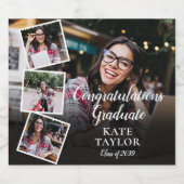 4 Foto Collage Afstudeerfeest Bier Etiket (Enkel label)