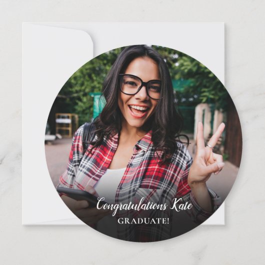 4 Foto Collage Afstudeerfeest Cirkelvormig Kaart (Achterkant)