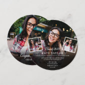 4 Foto Collage Afstudeerfeest Cirkelvormig Kaart (Voorkant / Achterkant)
