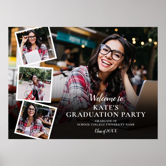 4 Foto Collage Afstudeerfeest Welkom Bord Poster (Voorkant)