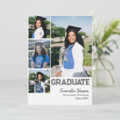 4 Foto Collage Afstudeerkaart Student Kaart (Staand voorkant)