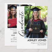 4 foto collage afstudeeruitnodiging kaart (Voorkant / Achterkant)