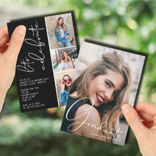 4 Foto Collage Afstuderen Black Kaart