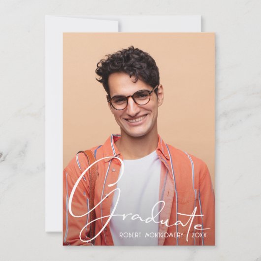 4 Foto Collage Afstuderen Blue Aankondiging (Voorkant)