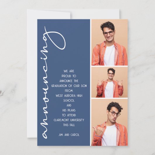 4 Foto Collage Afstuderen Blue Aankondiging (Achterkant)