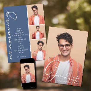 4 Foto Collage Afstuderen Blue Aankondiging