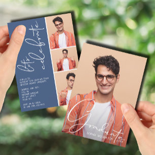 4 Foto Collage Afstuderen Blue Kaart