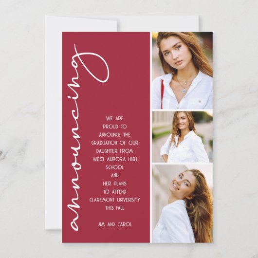 4 Foto Collage Afstuderen Crimson Aankondiging (Achterkant)