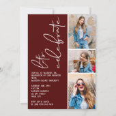 4 Foto Collage Afstuderen Dark Maroon Kaart (Achterkant)