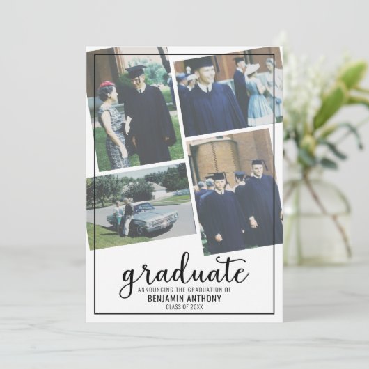4 Foto Collage Afstuderen konounce - Afstuderen Kaart (Staand voorkant)