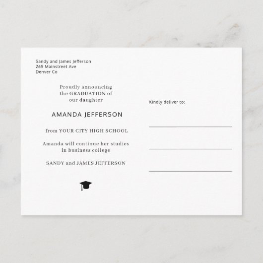 4 foto collage afstuderen modern elegant script a aankondigingskaart (Achterkant)