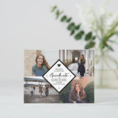 4 foto collage afstuderen modern elegant script a aankondigingskaart (Staand voorkant)